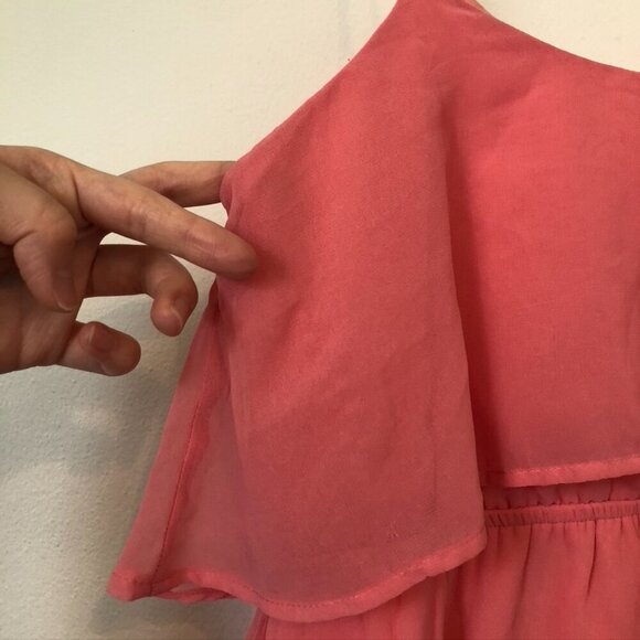 FREEBIRD Pink Boho Flounce Trim Party Wedding Guest Mini Dress Small / Medium ?? - Picture 14 of 14